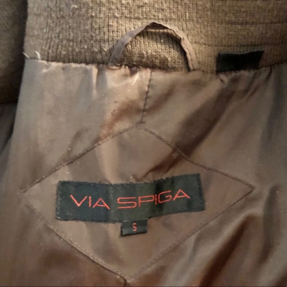 Via Spiga brown puffer jacket removable fox fur hood, Small - Picture 7 of 8